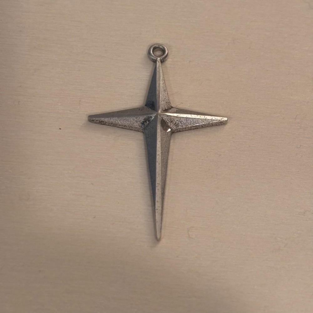 Vintage Catamore Sterling Signed 1" Long‎ Cross Pendant